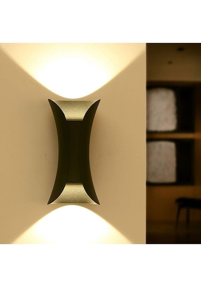10 Watt Gün Işığı Ledli Modern Tasarım İç Ve Dış Mekan Otel, Kafe, Ev, Villa Dış Cephe Apliği Siyah