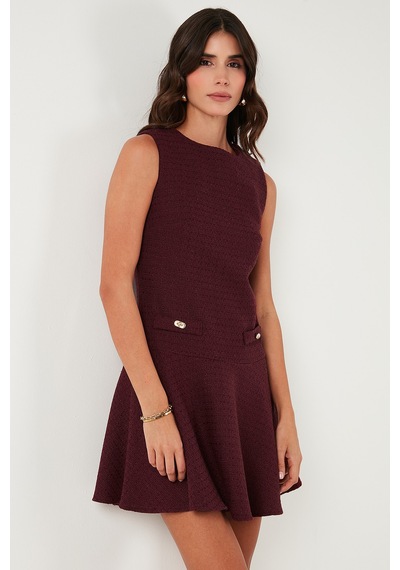 Lela Bayan Elbise 6525687 Bordo Bordo