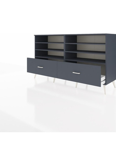 Hyperion Konsol 6 Raflı 2 Çekmeceli 176x44x99 Antrasit-antrasit Antrasit-antrasit