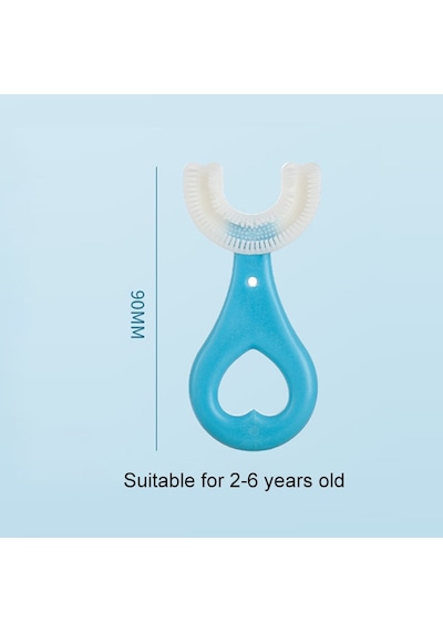 Sones U Şeklinde Çocuk Bebek Elde Tutulan Yumuşak Diş Fırçası Fırçalama Eseri 2-6 Yaş Arası Mavi