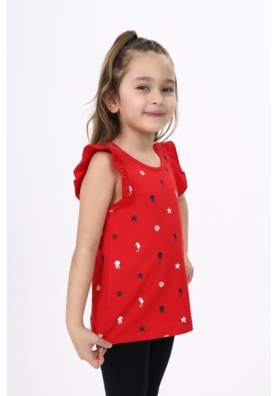Toontoy Kids Toontoy Kız Çocuk Baskılı Atlet Kırmızı