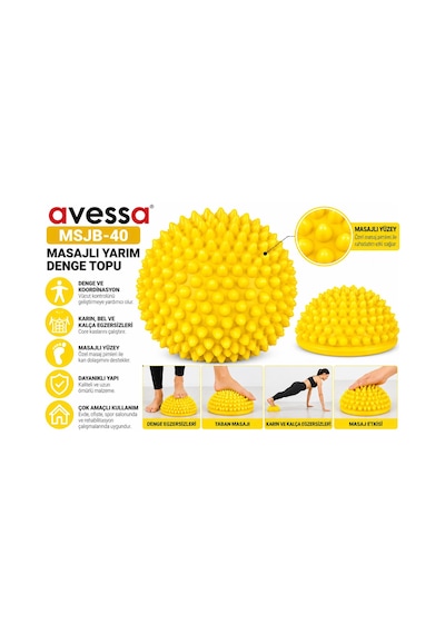Avessa Msjb-40 Masajlı Yarım Denge Topu Sarı