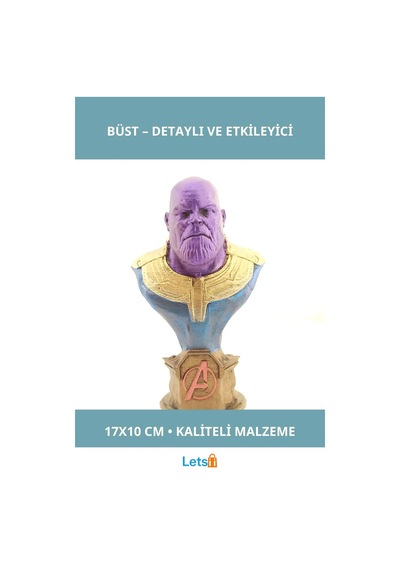 Marvel Thanos Büst 17x10 Cm Detaylı Ve Dayanıklı Figür 1 Adet