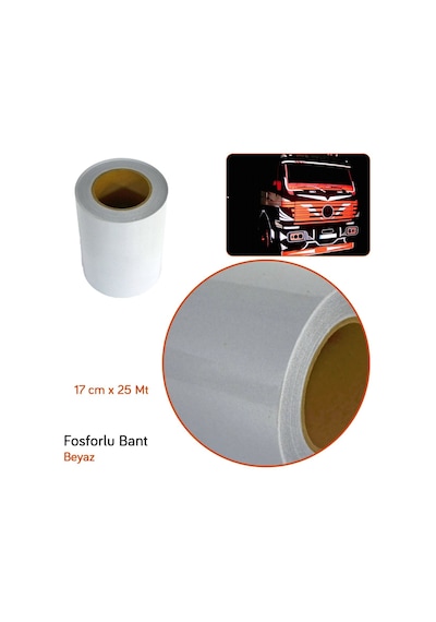 Temiz Pazar 17CM x 5M Fosforlu Şerit Bant Beyaz