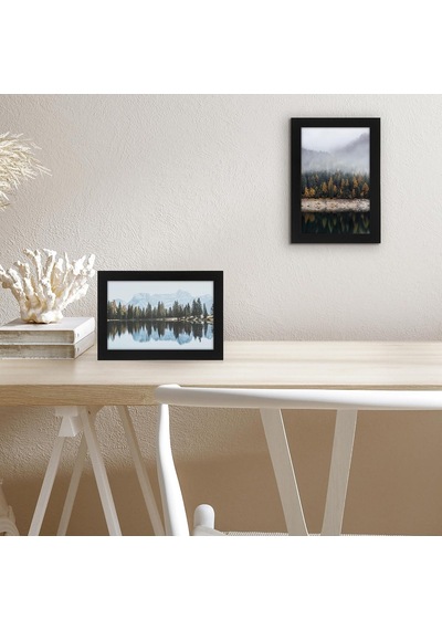 5,5 X 8,5 Siyah Resim Çerçevesi - Kırılmaya Dayanıklı Camlı Tasarlanmış Ahşap Fotoğraf Çerçevesi - Duvar Ve