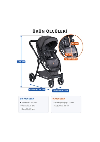 Tommy Baby Toranto Black Vip Travel Sistem Bebek Arabası Puset