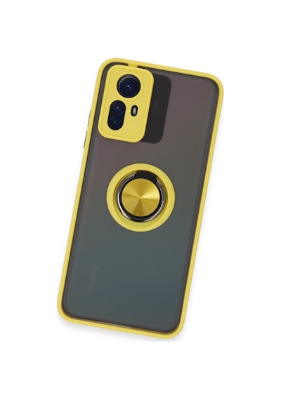 Newface Xiaomi Redmi Note 12s Kılıf Montreal Yüzüklü Silikon Kapak - Sarı Sarı