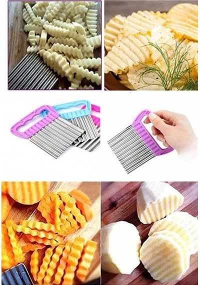 Özel Tutacaklı Şekilli Sebze Ve Meyve Kesme Aleti Cips Doğrayıcı Royaleks-35126 Metal