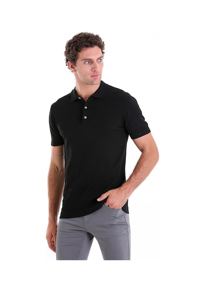 Hatemoğlu Siyah Comfort Fit Düz Polo Yaka Rayon Triko Tişört Siyah Hatemoğlu Siyah Comfort Fit Düz Polo Yaka Rayon Triko Tişört Siyah