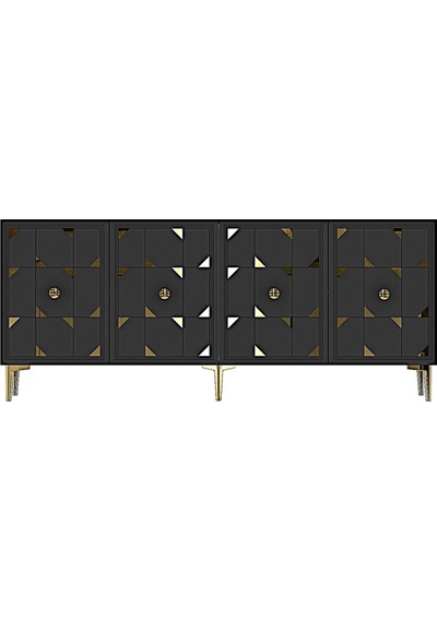 Ka1803ag Moka180 Konsol, Kahve Köşesi, Tv Sehpası Antrasit-gold 180cm Antrasit-gold
