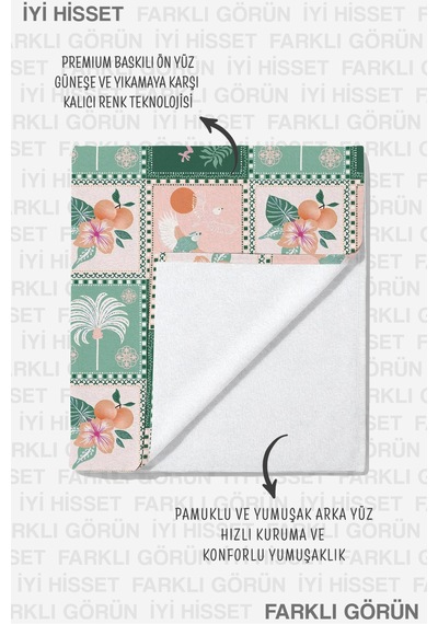 Tropikal Palmiye Kuş Figürlü Plaj Havlusu - Bohem Yeşil Pembe Marine Hızlı Kuruyan Mikrofiber Havlu Berrak Kıyısı Tropikal Palmiye Kuş Figürlü Plaj Havlusu - Bohem Yeşil Pembe Marine Hızlı Kuruyan Mikrofiber Havlu Berrak Kıyısı