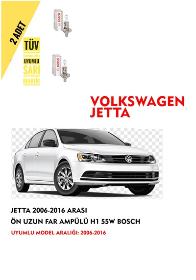 Jetta 2006-2016 Arası Ön Uzun Far Ampülü 2 Adet Sarı Renk