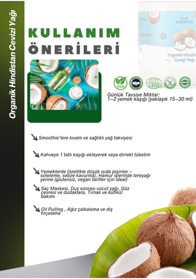 Organik Hindistan Cevizi Yağı 150ml Soğuk Sıkım - Organic Coconut Oil 150 ML