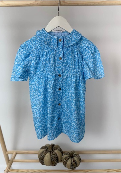 Poala Kids Mavi Çiçekli Elbise