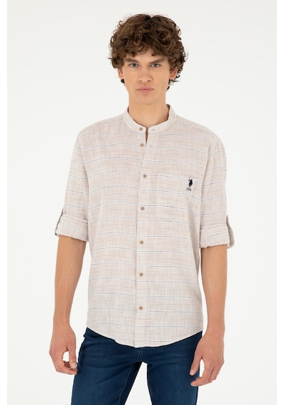 U.s. Polo Assn. Erkek Taş Gömlek Desenli 50288663-vr049 Taş
