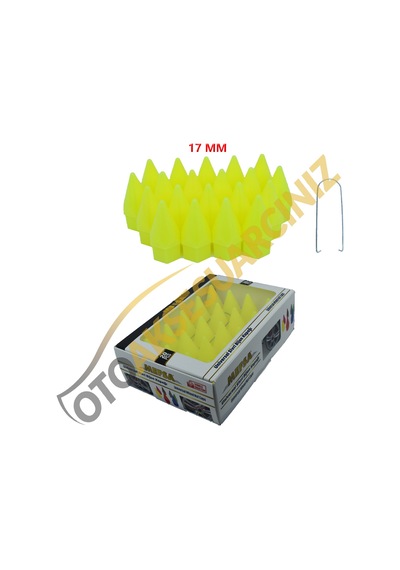 A Kalite Mefsa Bijon Kapağı Sivri 17 Mm Fosfor Sarı 20 Li Set