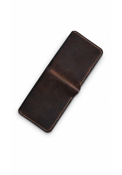 Craft & Luna Hakiki Deri Erkek Bifold Cüzdan Castle El Yapımı Kişiselleştirilebilir Kahverengi