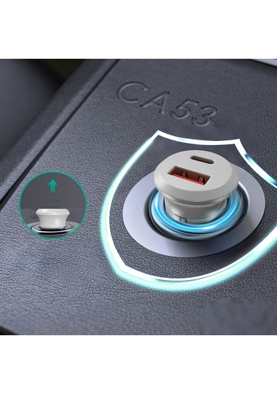 Mini Araç Şarj Aleti Lenyes Ca53 Hızlı Şarj Özellikli Dual Type-c + Usb-a Portlu 30w Beyaz