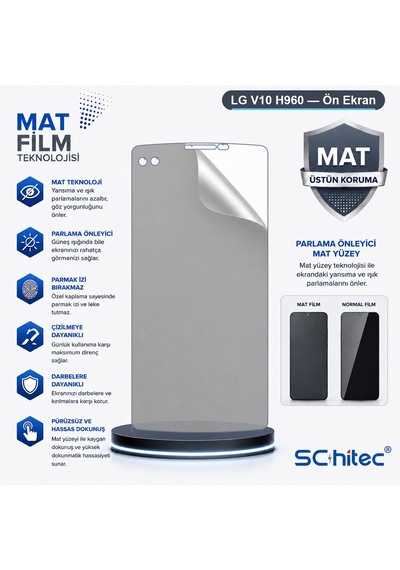 Schitec Lg V10 H960 Uyumlu Ön Yüzey Mat Hidrojel Ekran Koruyucu