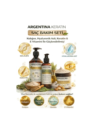 Argentina Keratin At Kuyruğu Şampuanı 500 ML + Saç Maskesi 500 ML + Bakım Sütü 250 ML