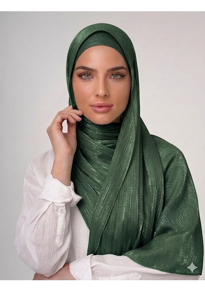 İpek Dükkanı Organza Shımmer Abiye Üzeri Parlak Şal Elmas Yeşili