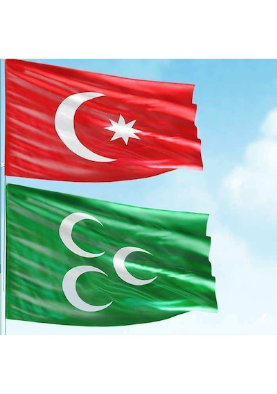 100x150 Cm Raşel Kumaş Osmanlı İmparatorluğu Bayrağı Ve 100x150 Cm Raşel Kumaş Üç Hilal Bayrak Set 1