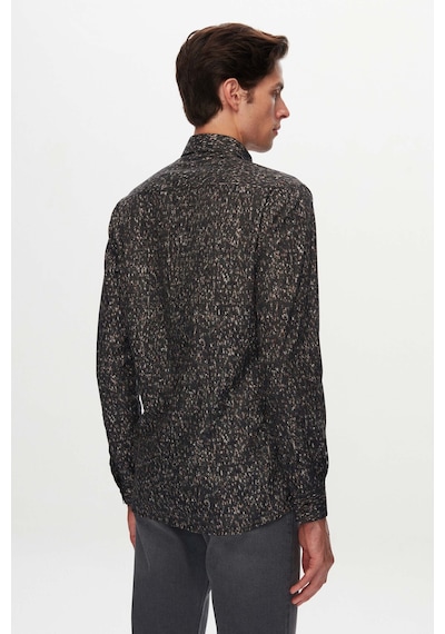 Twn Slim Fit Haki Baskılı Gömlek 3ec0221212591 Haki