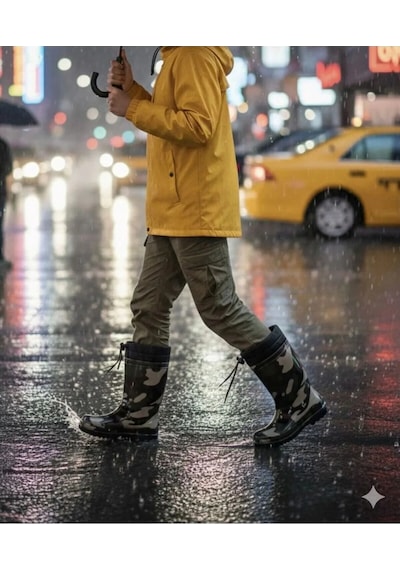 Raining Su Geçirmez Kamuflaj Yağmur Çizmesi Kaymaz Taban Ou... Kahverengi