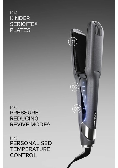 Cloud Nine Wide Contouring Iron, Geniş Sericite Plakalı Premium Saç Düzleştirici Saç Şekillendirme Cihazları Gri