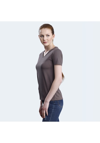 Slazenger PERICAS Kadın V Yaka Kahve Tişört