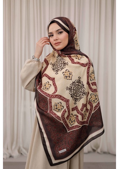 Mimiyum Rüveyda Premium Soft Şal Bordo Bej Çok Renkli