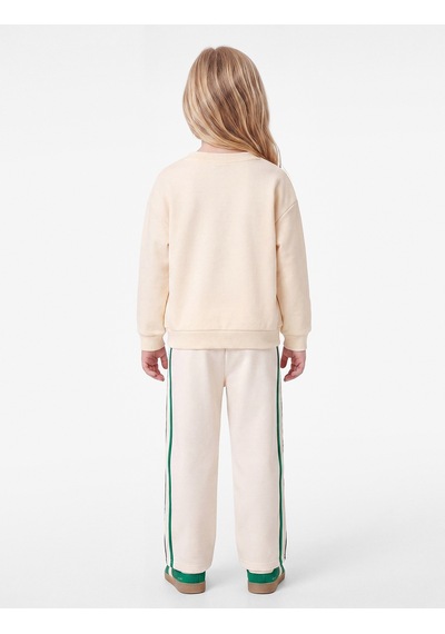 Koton Viskon Karışımlı Bisiklet Yaka Uzun Kollu Baskılı Sweatshirt Bej 7wmg10105ak Ekru