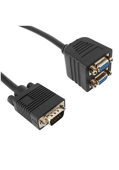 Altın Uçlu Vga Çoklayıcı Splitter Kablo 1 Erkek 2 Dişi 0.25m