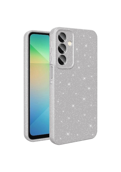Samsung Uyumlu Galaxy A16 Kılıf Kamera Korumalı Simli Lüks Zore Koton Kapak Gümüş