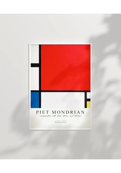 Çerçevesiz Poster Piet Mondrian Kırmızı, Mavi Ve Sarıdan Oluşan Kompozisyon
