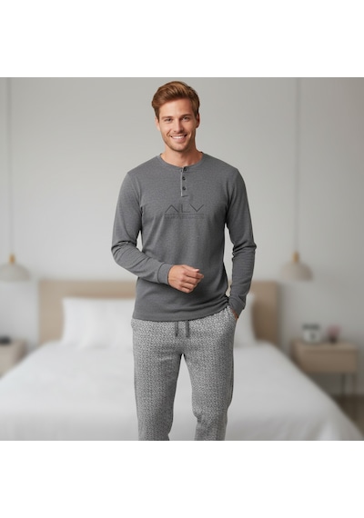 Bonbon Erkek Pamuklu Bohçalık Ve Çeyizlik Gri Melanj Renk Pijama Takımı Al001 V2