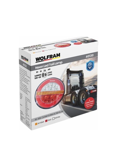 Wolfram 12v-24v Stop Lambası Yuvarlak Neon Ledli-kayar Sinyalli 4 Fonksiyonlu 140 35 Mm E9 Sol