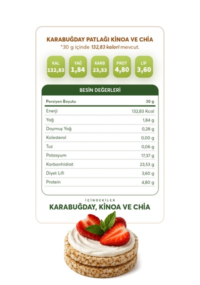 Karabuğday Patlağı Kinoa & Chia 24 G X 10 Paket Glütensiz & Vegan