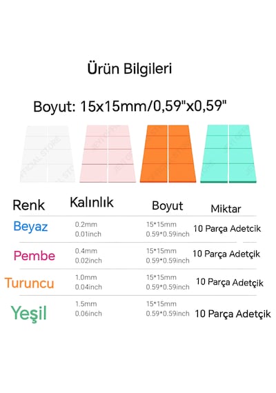 Global 40 Parça 4 Farklı Boyut Silikon Termal Ped Soğutucu