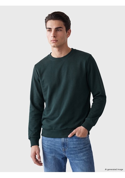 Lcwaıkıkı Classic Petrol Bisiklet Yaka Erkek Kalın Sweatshirt Petrol Mavi