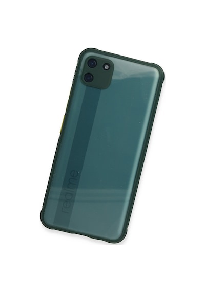 Realme C11 Uyumlu Kılıf Miami Şeffaf Silikon - Koyu Yeşil
