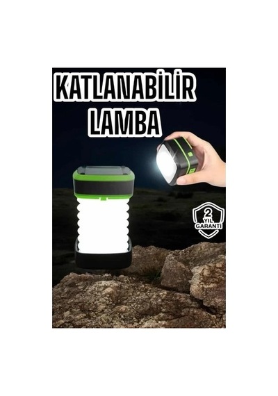 Katlanabilir Kamp Lambası Solar Fener Görünümlü 3 Kademeli Şarjlı Çok Renkli 76803941