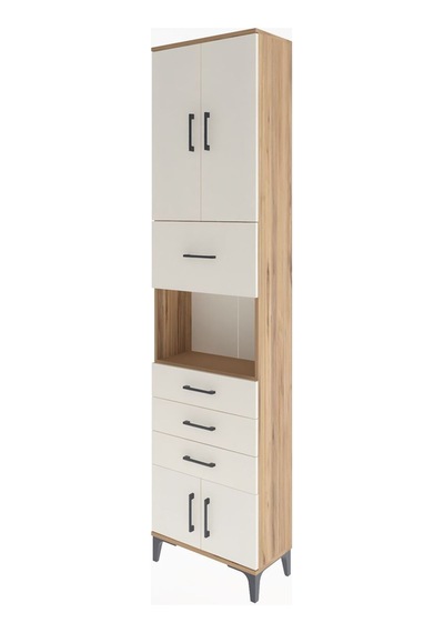 Arges Dolap 3 Raflı 4 Çekmeceli 4 Kapaklı 60x30x243 Çam-aytaşı Atlas Çam