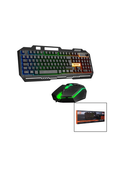 Usb Kablolu Rgb Gökkuşağı Işıklı Klavye Ve Mouse Seti - 150 Cm