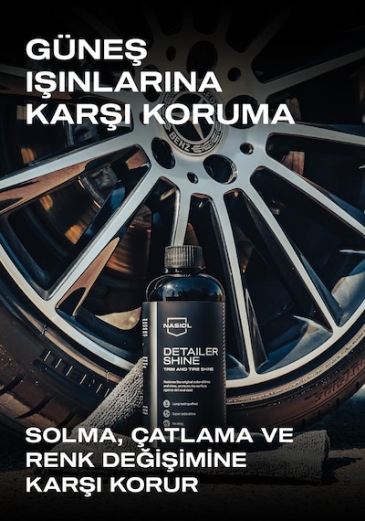 Nasiol Detailershine Trim ve Lastik Parlatıcı/Yenileyici 500ml ve Sünger-Ultra Parlak Ve Islak Görünüm