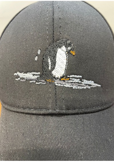 Penguen Nakışlı Gabardin Kumaş Unisex Cap Şapka Siyah
