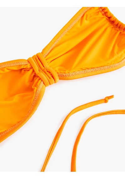 Koton Boyundan Bağlama Detaylı Büzgülü Straplez Bikini Üstü Turuncu 5sak10217mm Turuncu
