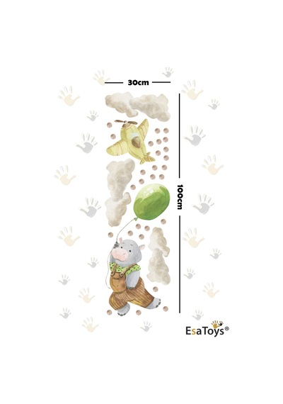 Uçak Ve Hayvan Temalı Çocuk Odası Sticker Seti