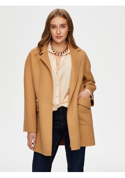 Faik Sönmez Kaşmir Karışımlı Beli Kuşaklı Kaban W26kbn011 Uw26kbn01135 Camel