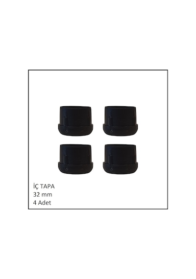 Plastik İç Tapa, Yuvarlak, 32 Mm 4 Adet Siyah